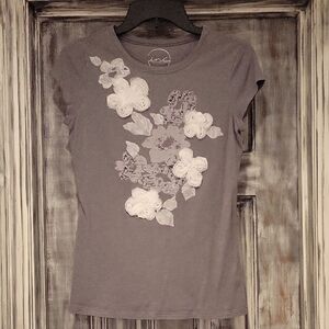 Gray Floral Women's Top